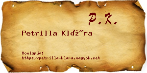 Petrilla Klára névjegykártya
